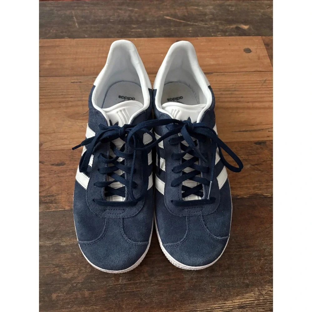 Adidas Gazelle Navy Blue Suede White Stripes Sneakers BB5478 Mens 5.5 Womens 6.5